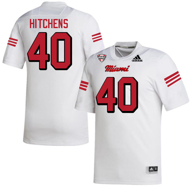 Miami University Redhawks #40 Bob Hitchens College Football Jerseys Stitched-White